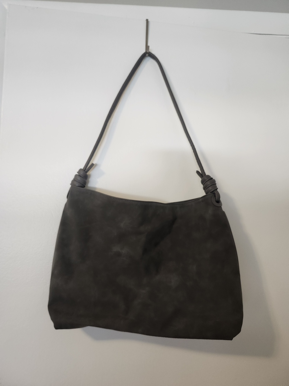 8 Other Reasons Dark Gray Shoulder Bag with Knotted Strap